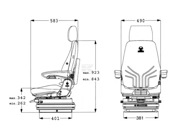 Istuin Actimo M PVC (vaakas. asennus) G1047730